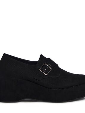 Dolls Kill | Black Platform Loafers with Buckle